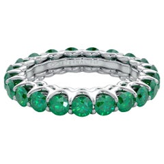 14K White Gold Emerald Eternal Fit Eternity Band Features 3.57 Carat of Green