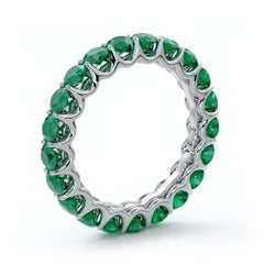 14K White Gold Emerald Eternal Fit Eternity Band Features 3.57 Carat of Green