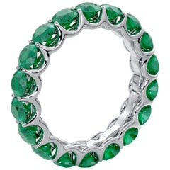 14K White Gold Emerald Eternal Fit Eternity Band Features 4.75 Carat of Green