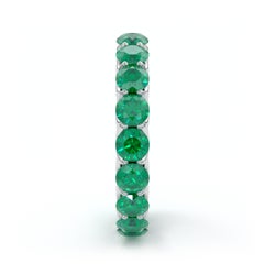 14K White Gold Emerald Eternal Fit Eternity Band Features 5.00 Carat of Green