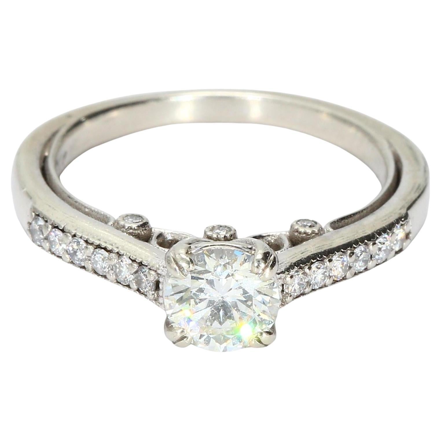 14k White Gold Engagement Ring with 0.5ct Diamond SI1 G im Angebot