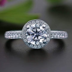 14k White Gold Engagement Ring with 1.22 Ct Main Round Diamond