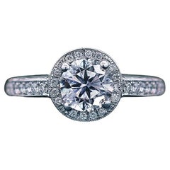 14k White Gold Engagement Ring with 1.22 Ct Main Round Diamond