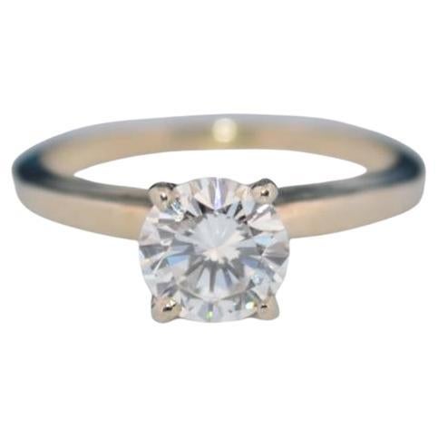 14K White Gold Engagement Ring with Natural Diamonds