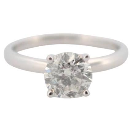 14K White Gold Engagement Ring with Natural Diamonds