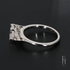 14k White Gold Engagement Ring with Oval CZ and Marquise Diamonds