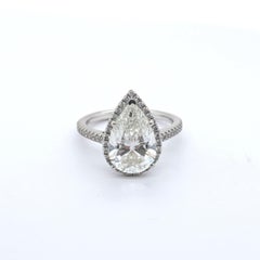 14k White Gold Engagement Ring with Pear-Shaped Diamond & Pave Band - Size 7.75