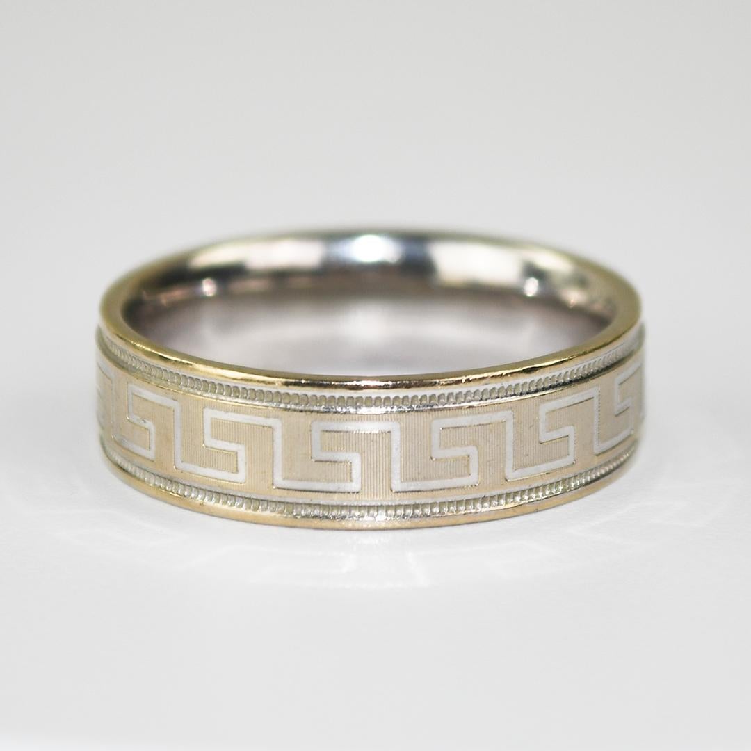 da uomo o donna Fede nuziale con disegno inciso in oro bianco 14K 8,8g in vendita