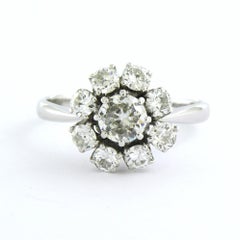 14k White Gold Entourage Ring with 1.50ct Old European Cut Diamonds
