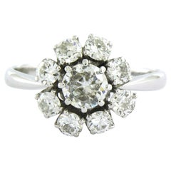 14k White Gold Entourage Ring with 1.50ct Old European Cut Diamonds