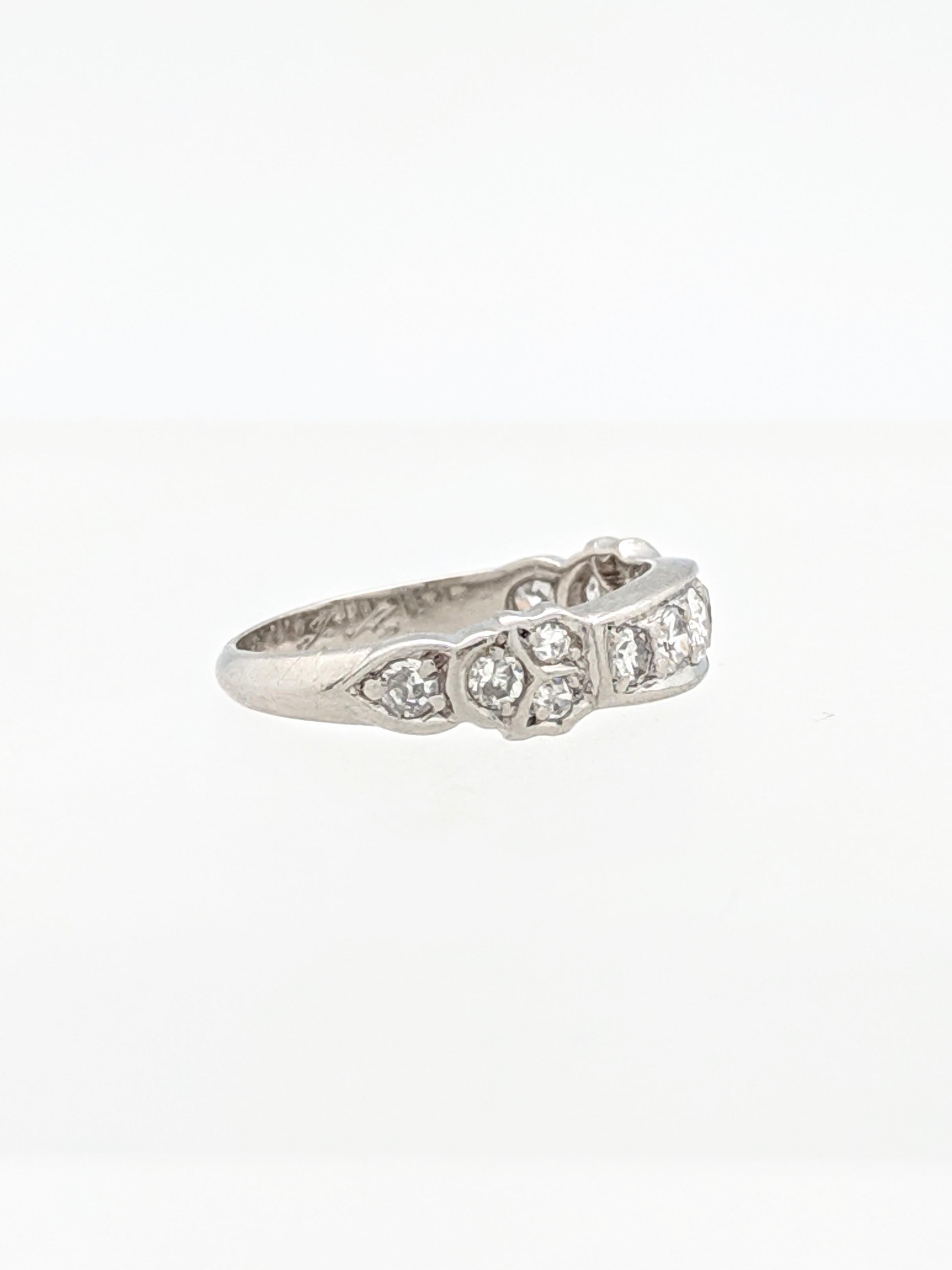 Women's or Men's 14 Karat White Gold Estate Diamond Stackable Anniversary Wedding Band Ring