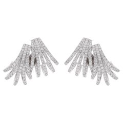 Orecchini a ventaglio in oro bianco 14k a forma di pave SI/H con diamanti naturali Huggies