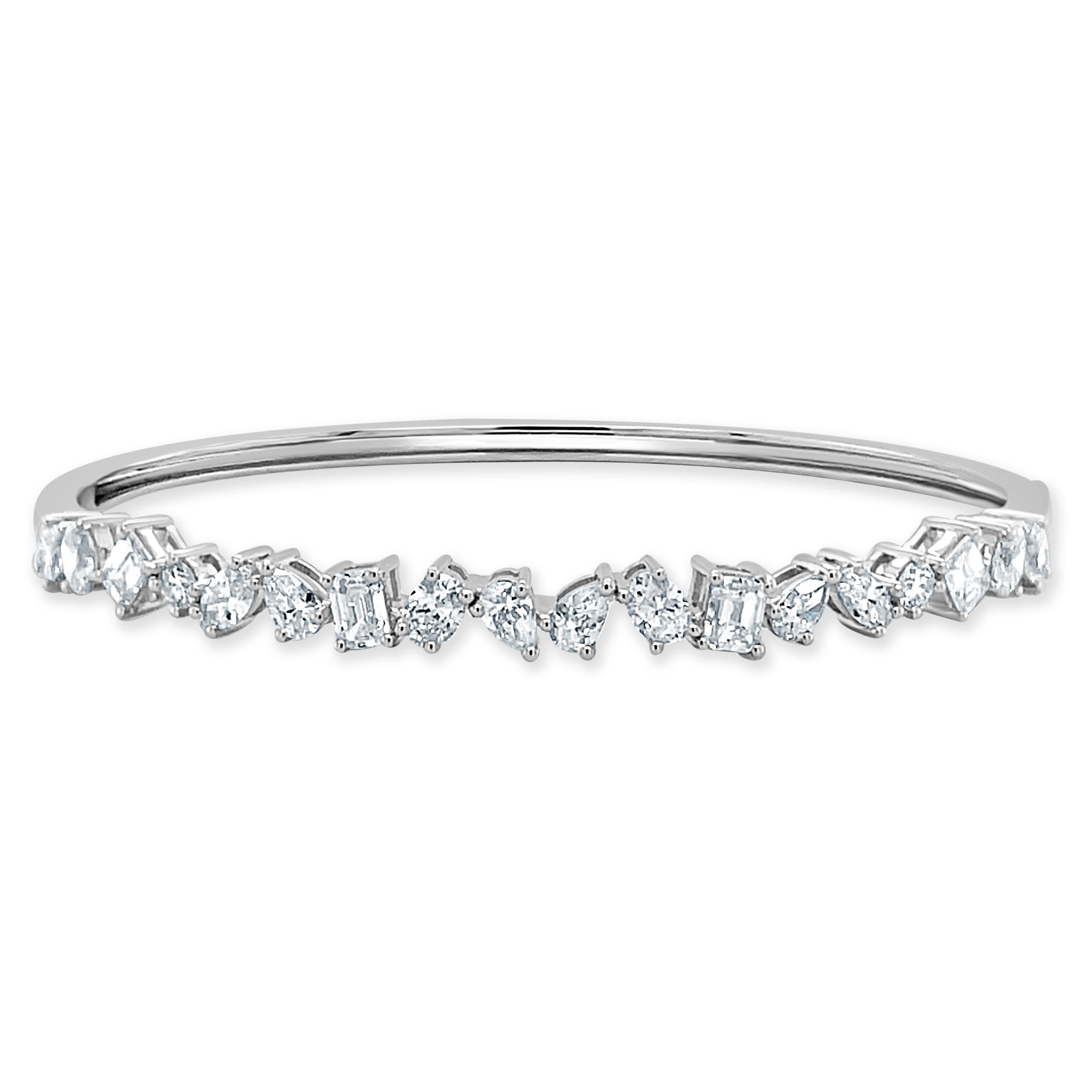Bangle con diamanti da 2,90 carati in oro bianco 14 carati per lei