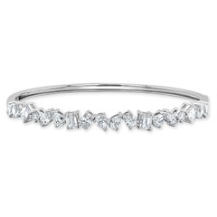 14K White Gold Fancy Shape 2.90ct Diamond Bangle for Her
