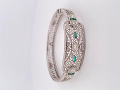 Bracciale in oro bianco 14k con diamanti e smeraldi da laboratorio da 0,30 ct. e 0,10 ct.