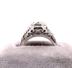 14K White Gold Filigree 3/4 Carat Diamond Ring