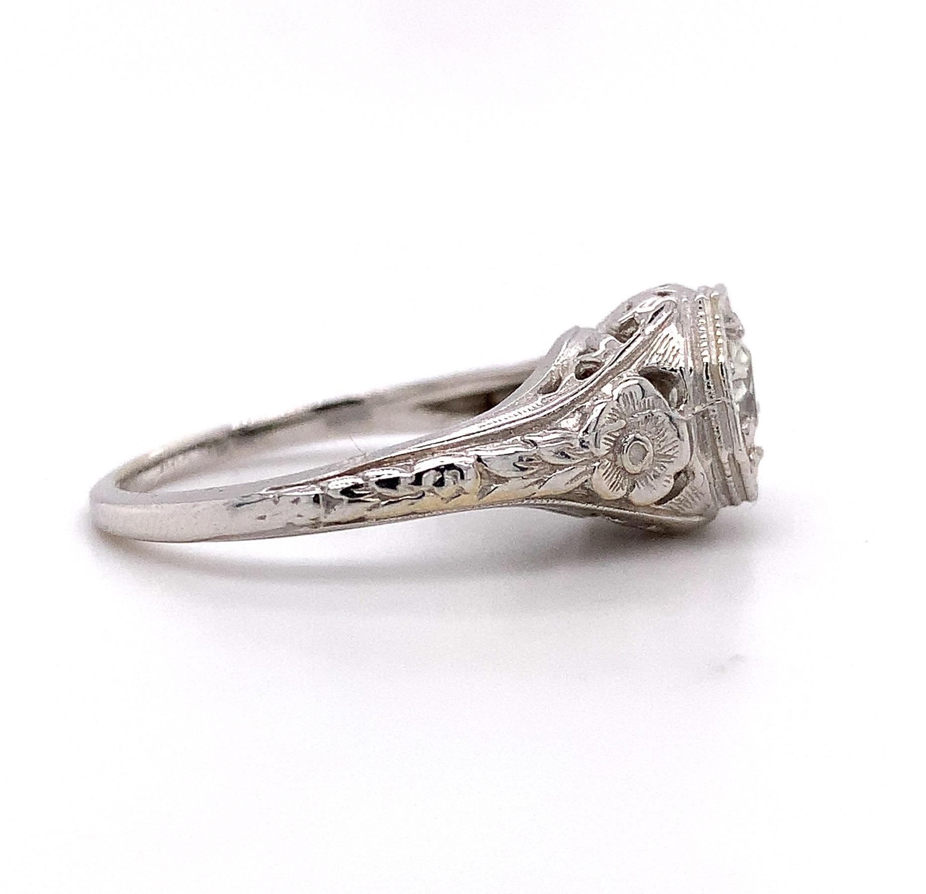 14 Karat Weißgold Filigraner 3/4 Karat Diamant-Ring im Zustand „Hervorragend“ im Angebot in Big Bend, WI