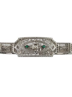 14K White Gold Filigree and Diamond Bracelet #25202