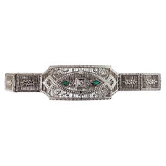 14K White Gold Filigree and Diamond Bracelet #25202