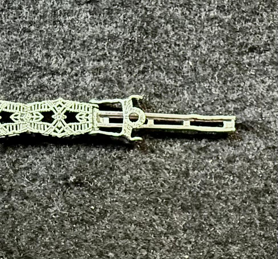 14K White Gold Filigree and Diamond Bracelet, Art Deco For Sale 5