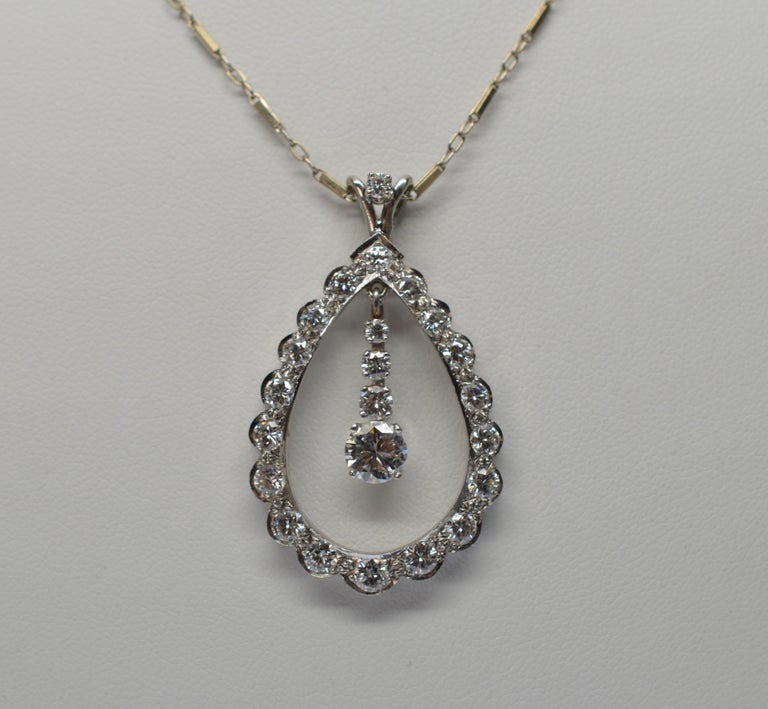 14K White Gold Fine Diamond Necklace and Earring Suite For Sale at 1stDibs