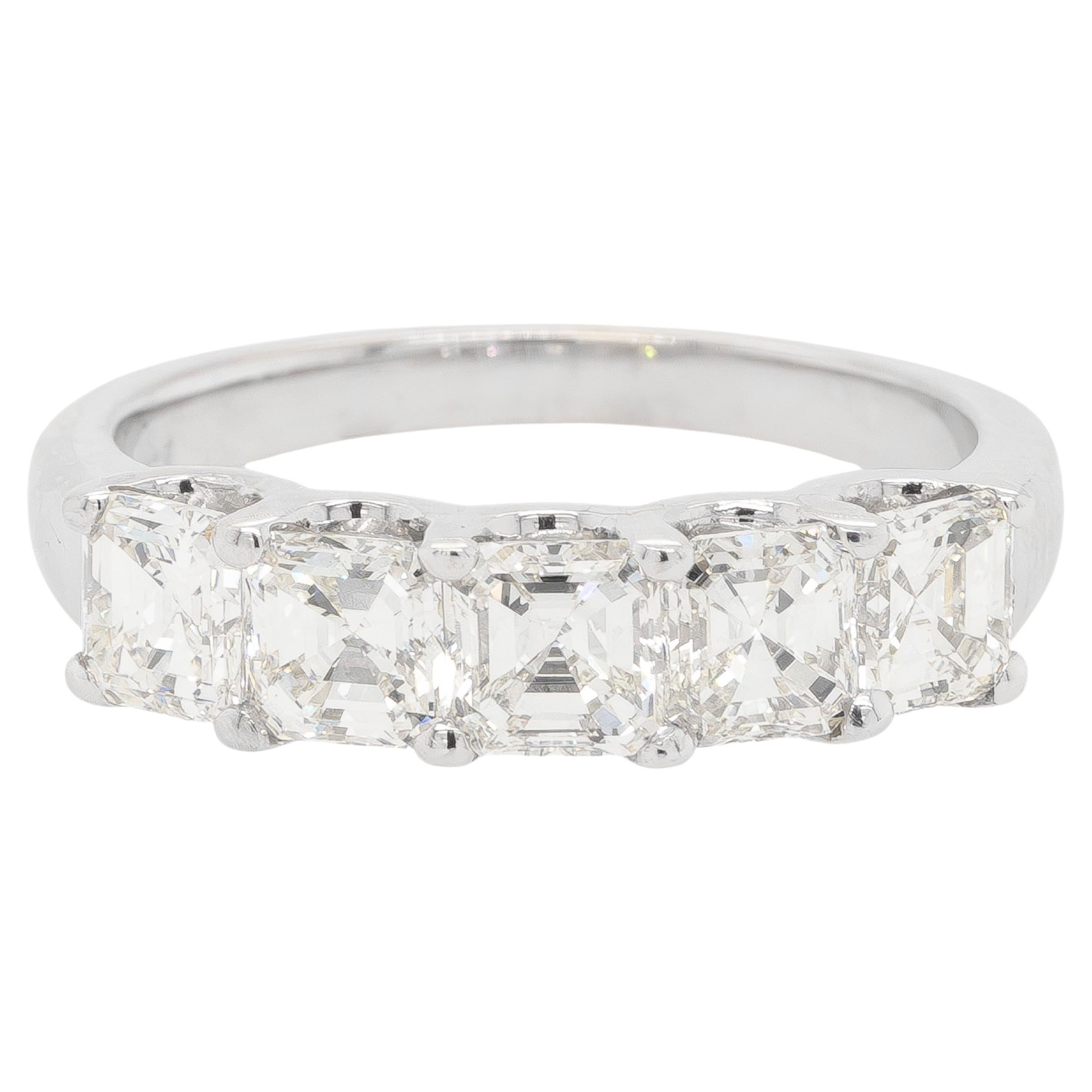 14K White Gold Five-Stone Band