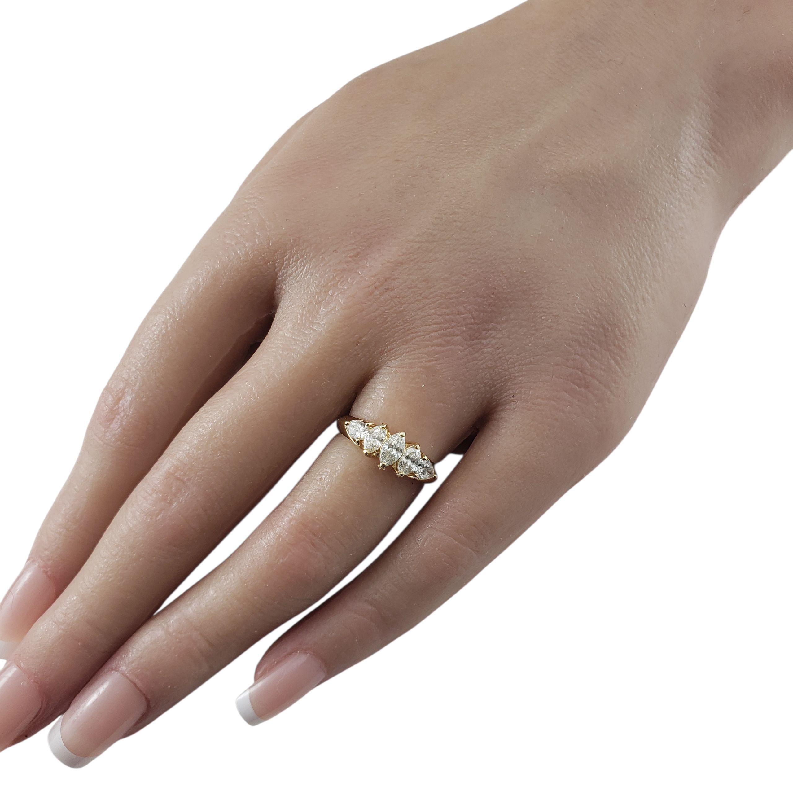 Bague en or blanc 14K à cinq pierres, marquise et diamant poire Taille 6 #23132 en vente 1