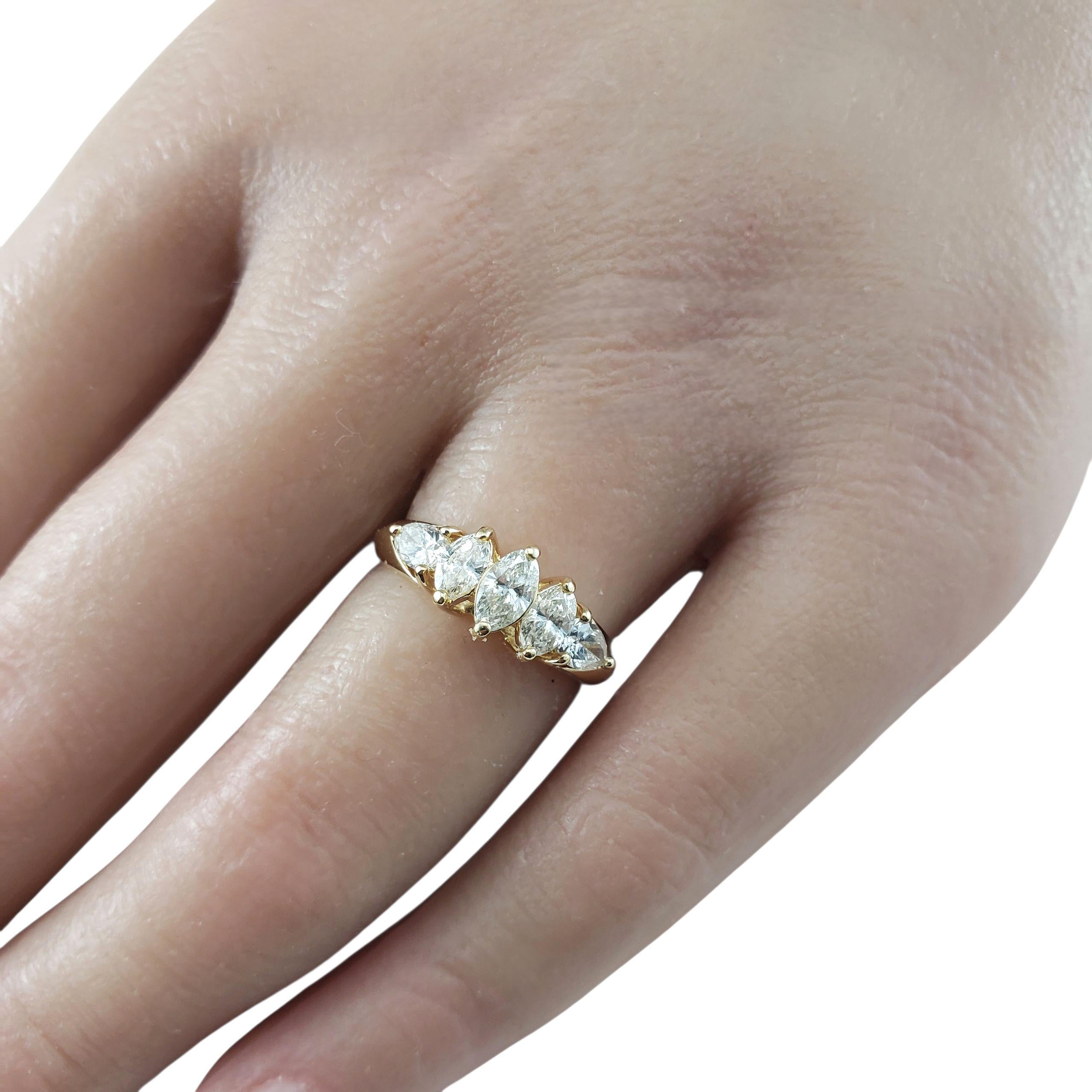 Bague en or blanc 14K à cinq pierres, marquise et diamant poire Taille 6 #23132 en vente 2