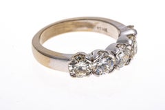 14k White Gold Five Stone Round Brilliant Cut Diamond Band Ring, App. 1.95 TCW