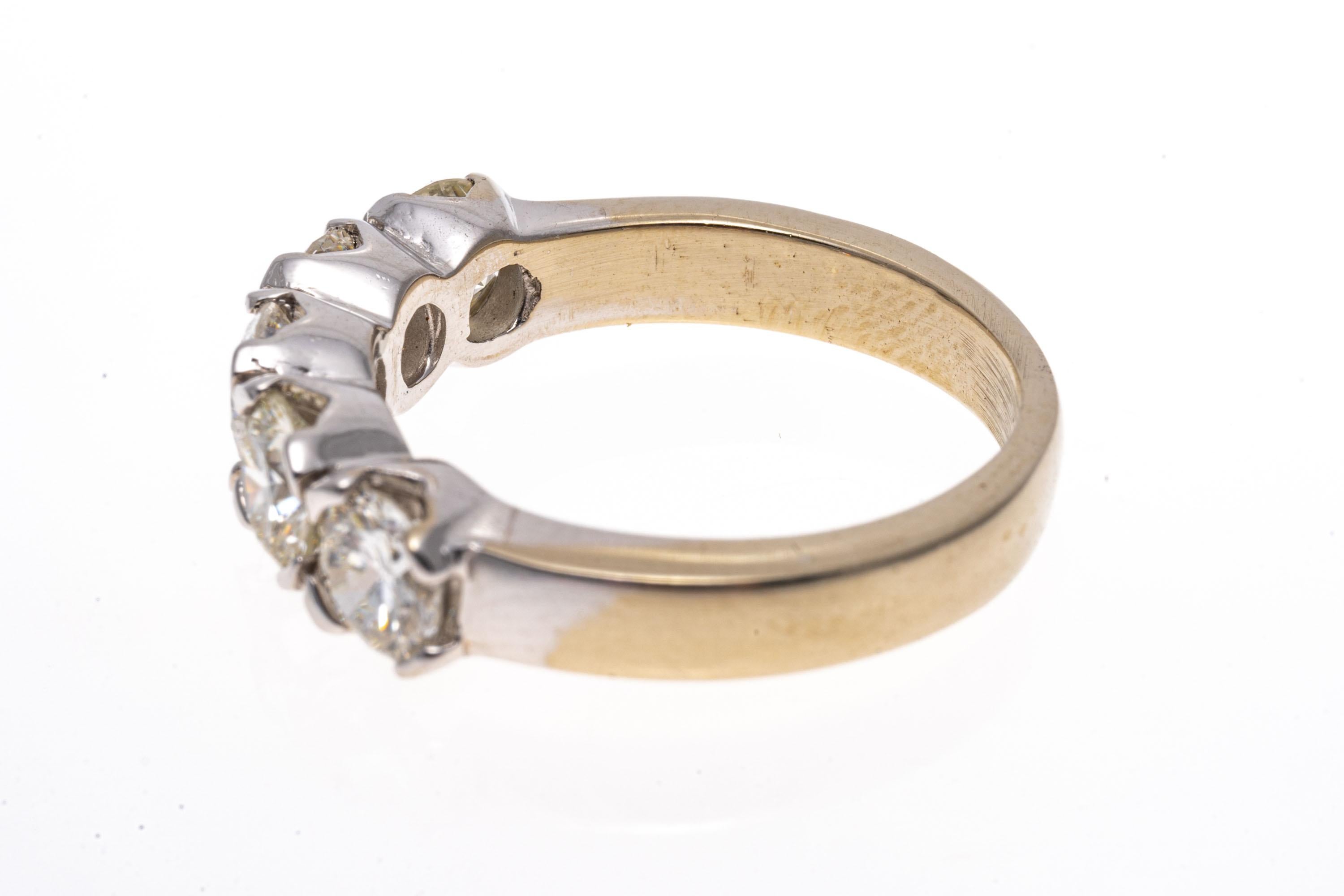 Women's 14k White Gold Five Stone Round Brilliant Cut Diamond Band Ring, App. 1.95 TCW For Sale