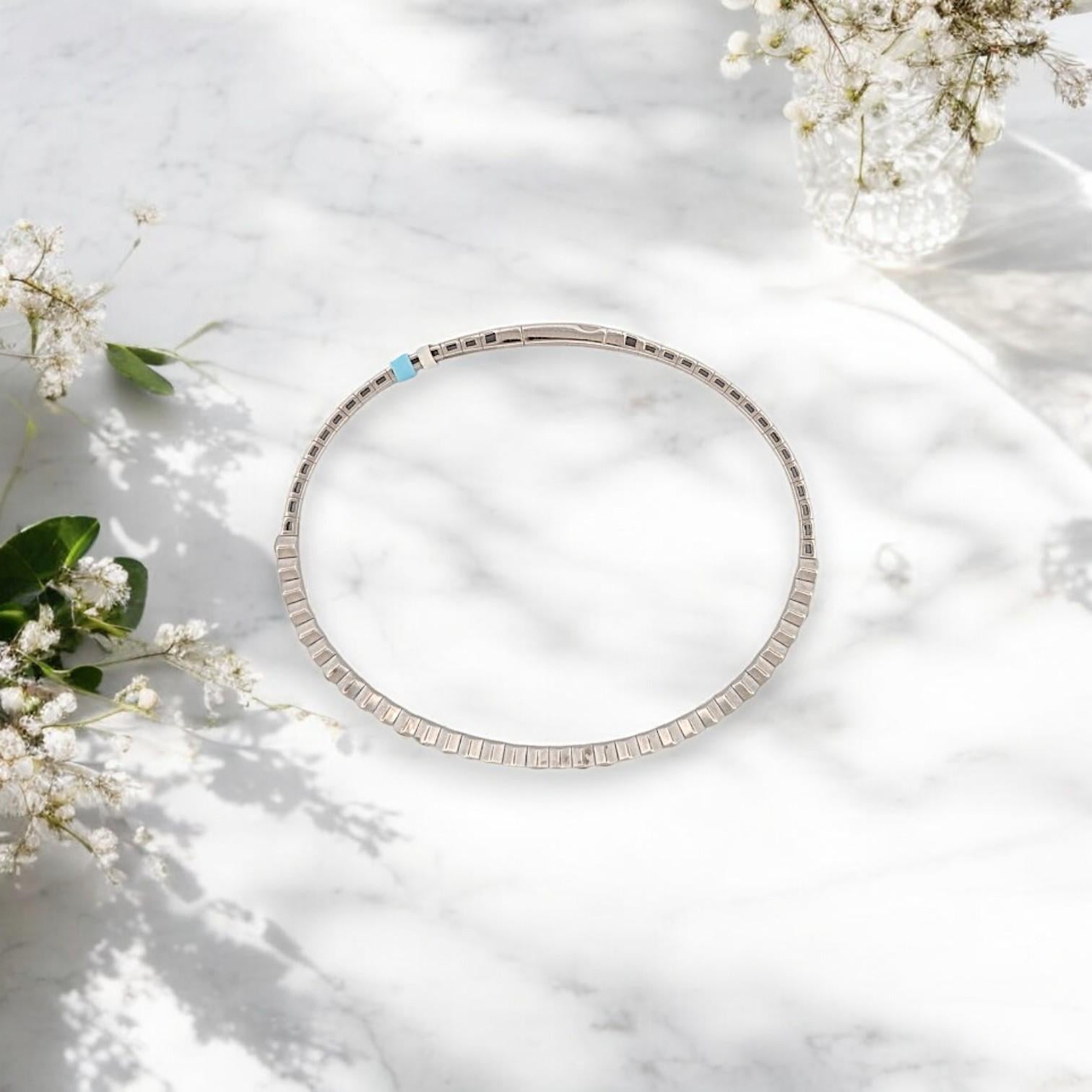 Round Cut Ocean  14K White Gold Flex Bracelet  .50 CT Natural Round Emeralds For Sale