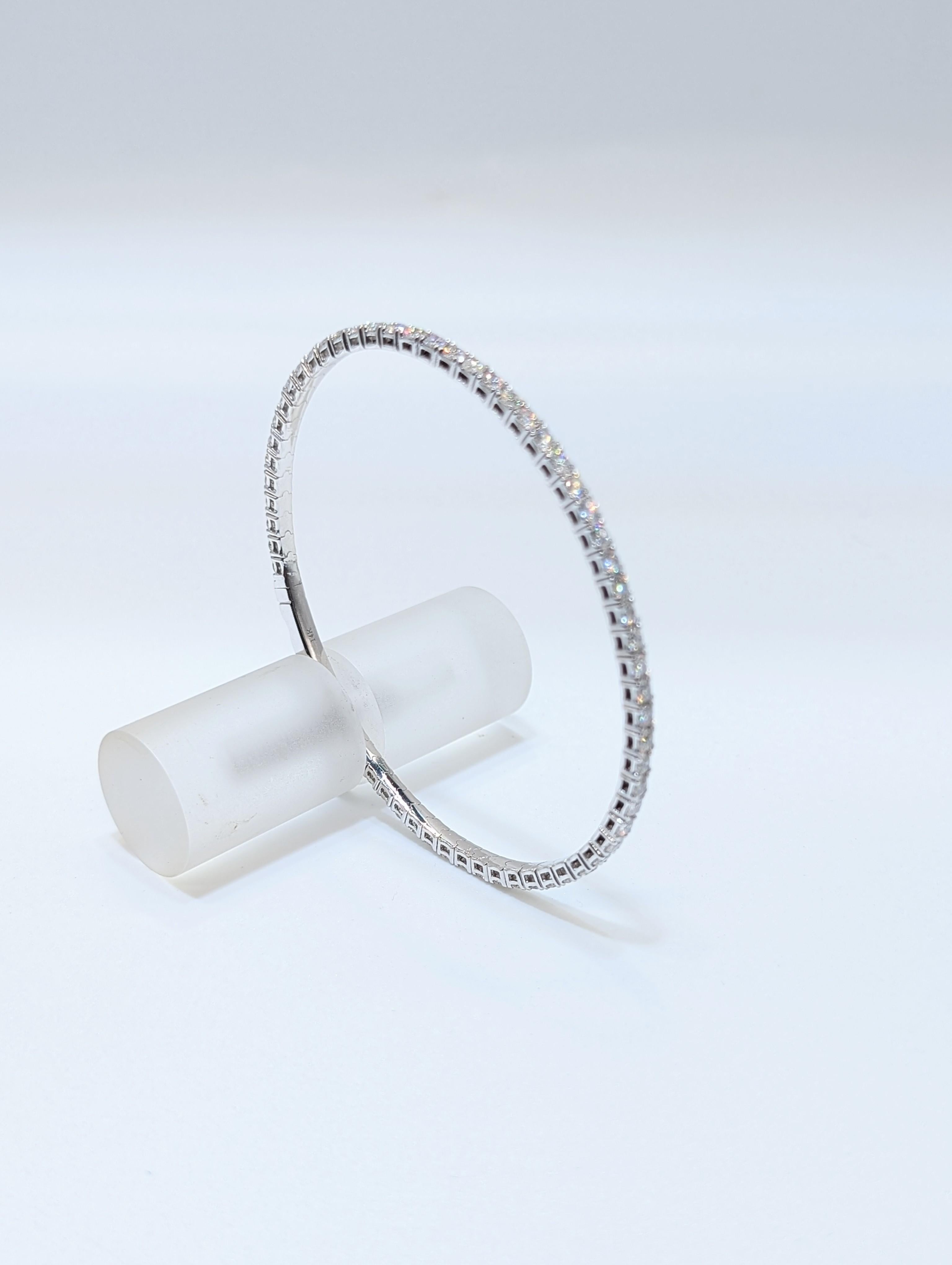 Pulsera Tenis Oro Blanco 14k Flex Diamante Natural Corte redondo en venta