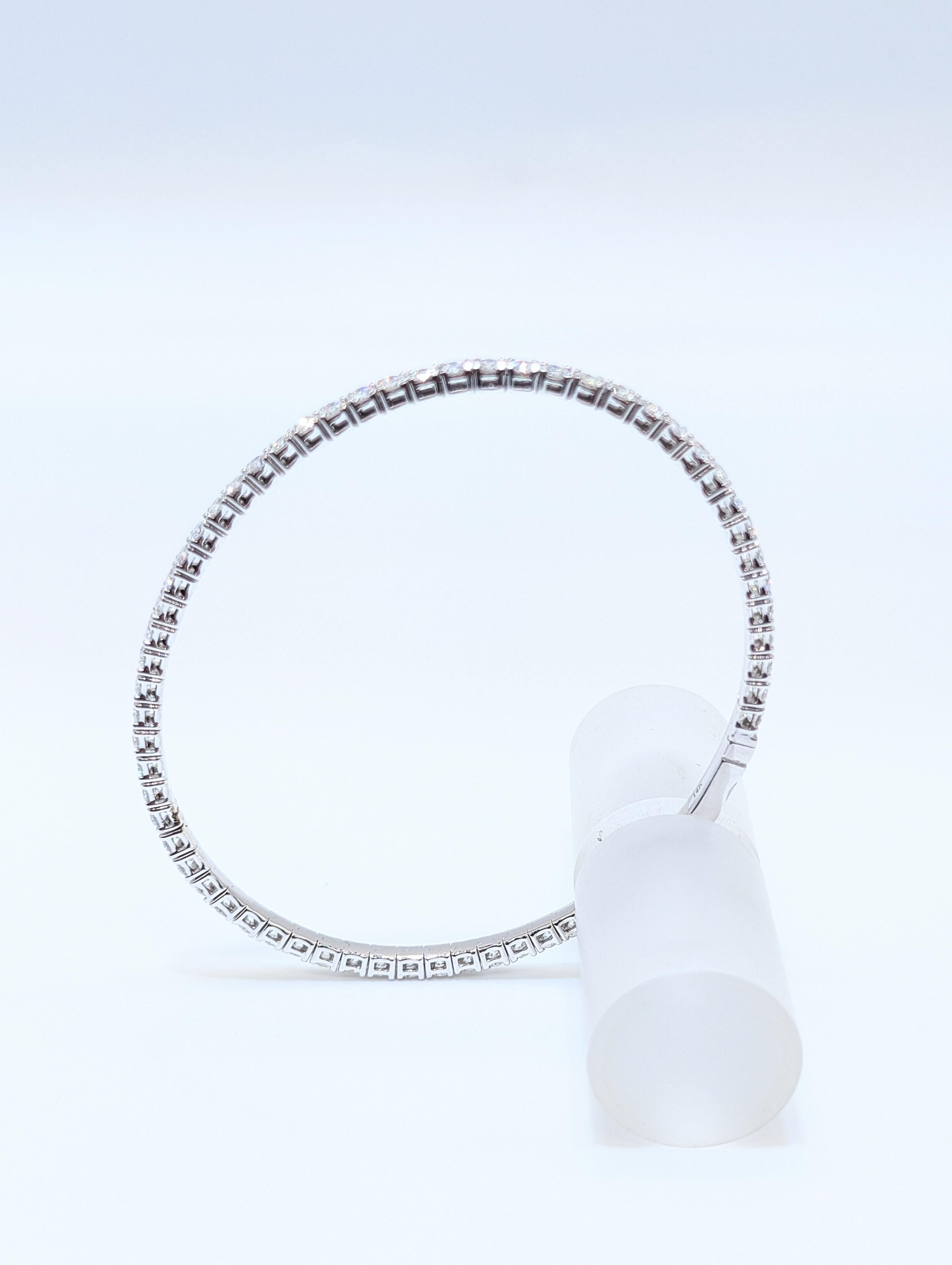 Femenino o masculino Pulsera Tenis Oro Blanco 14k Flex Diamante Natural en venta