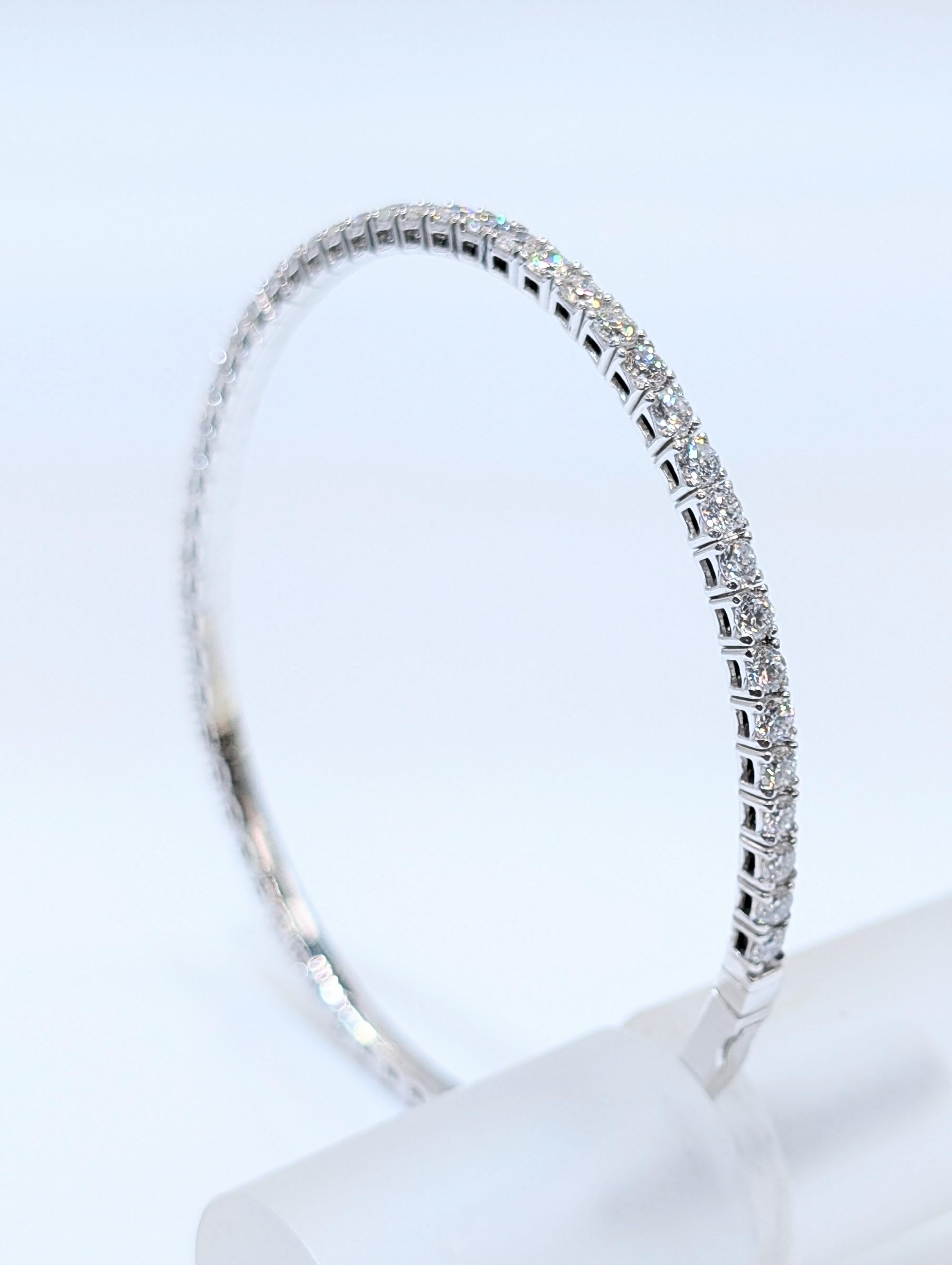 Pulsera Tenis Oro Blanco 14k Flex Diamante Natural en venta 1