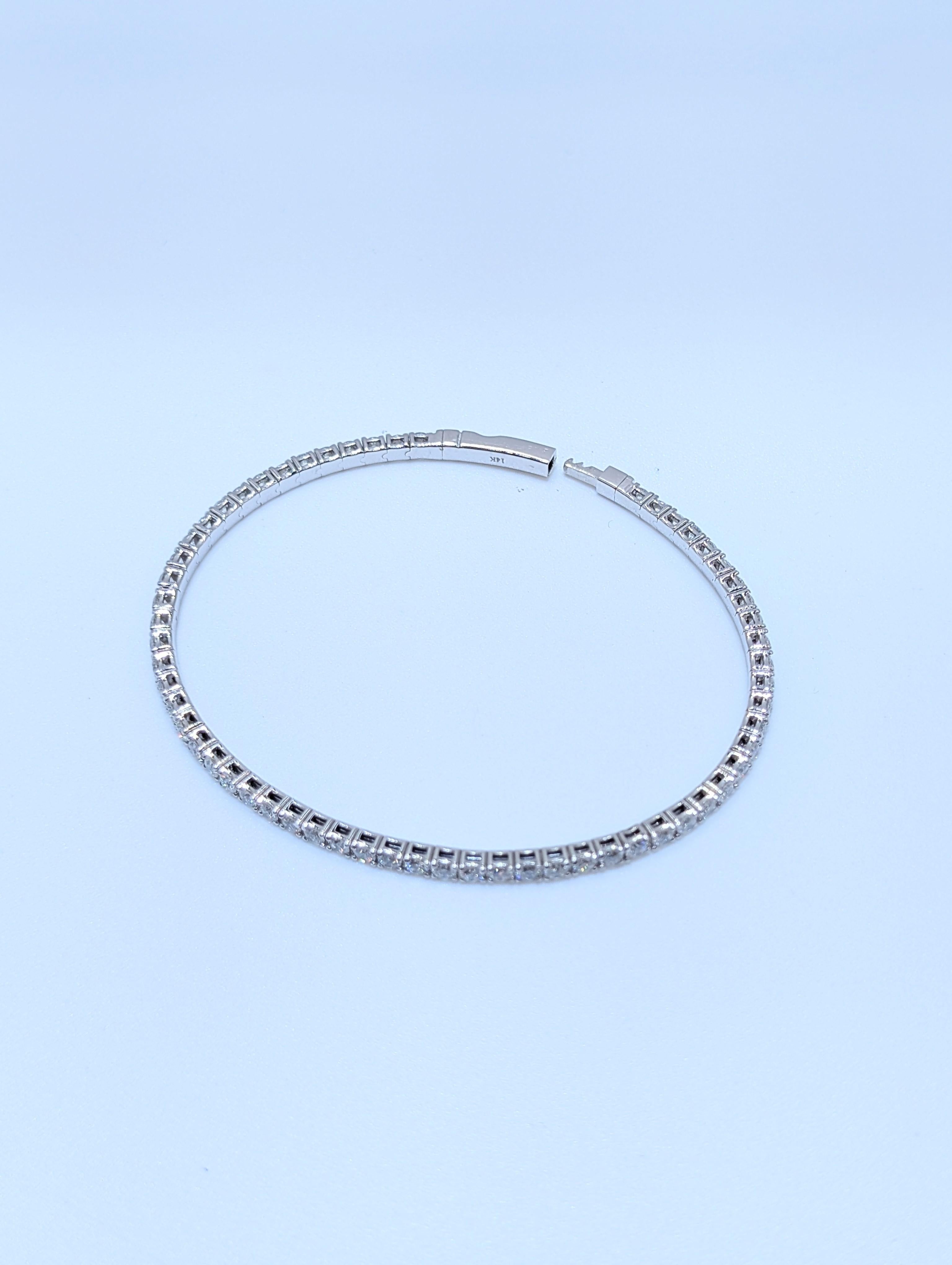 Pulsera Tenis Oro Blanco 14k Flex Diamante Natural en venta 2