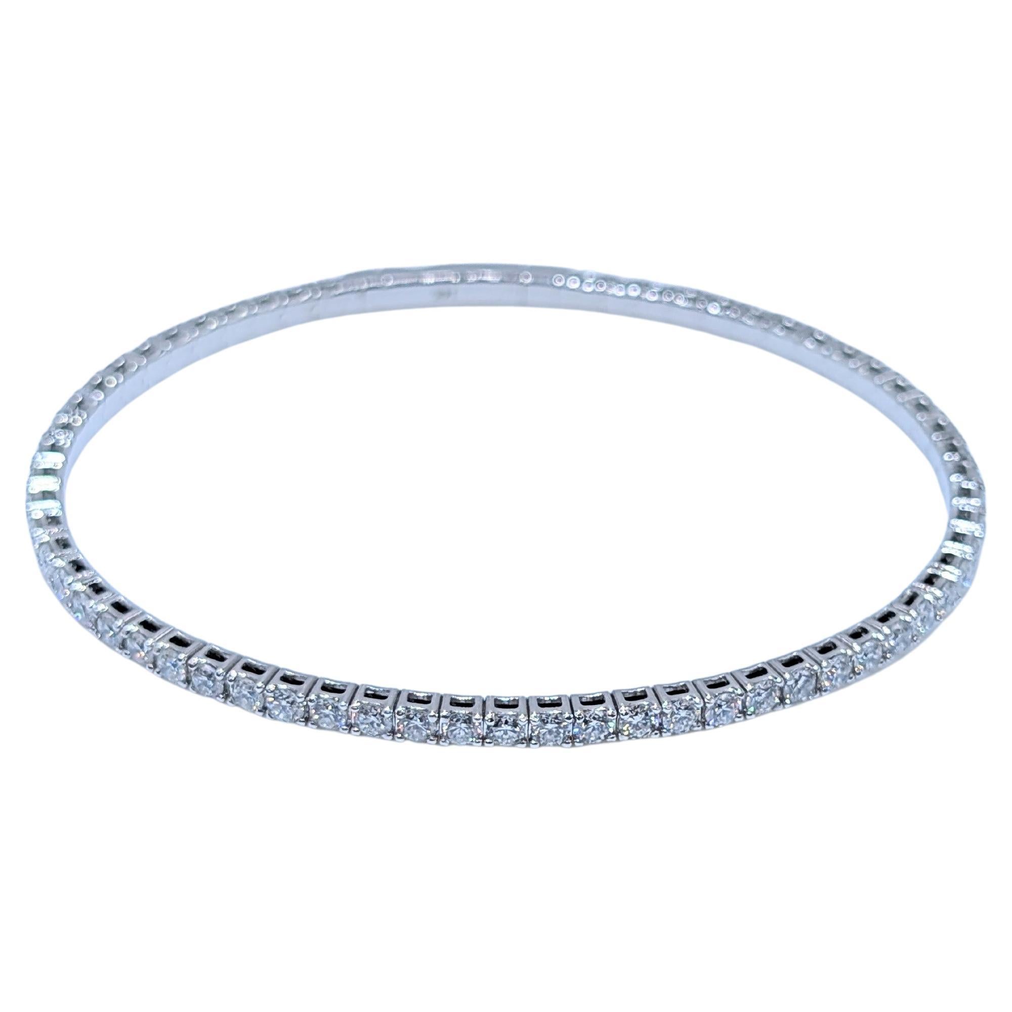 Bracelet tennis extensible en or blanc 14 carats avec diamants naturels