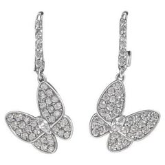 14k Weißgold Schwebender Diamant "Schmetterling" Ohrringe
