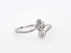 14K White Gold Floral Cluster Ring with 37 Diamonds
