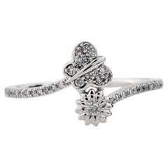 14K White Gold Floral Cluster Ring with 37 Diamonds