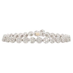 14k White Gold Floral Design Diamond Tennis Bracelet