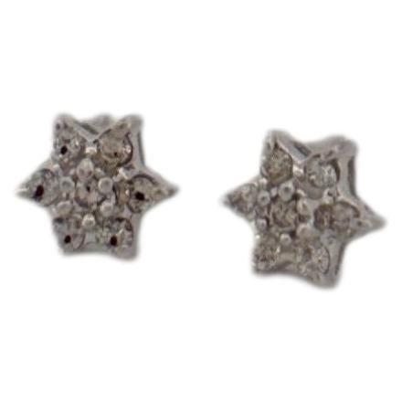14K White Gold Flower Cluster Diamond Stud Earrings For Sale