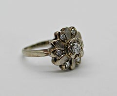 14 Karat White Gold "Flower" Diamond Ring