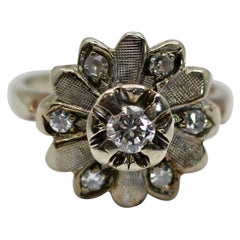 14 Karat White Gold "Flower" Diamond Ring
