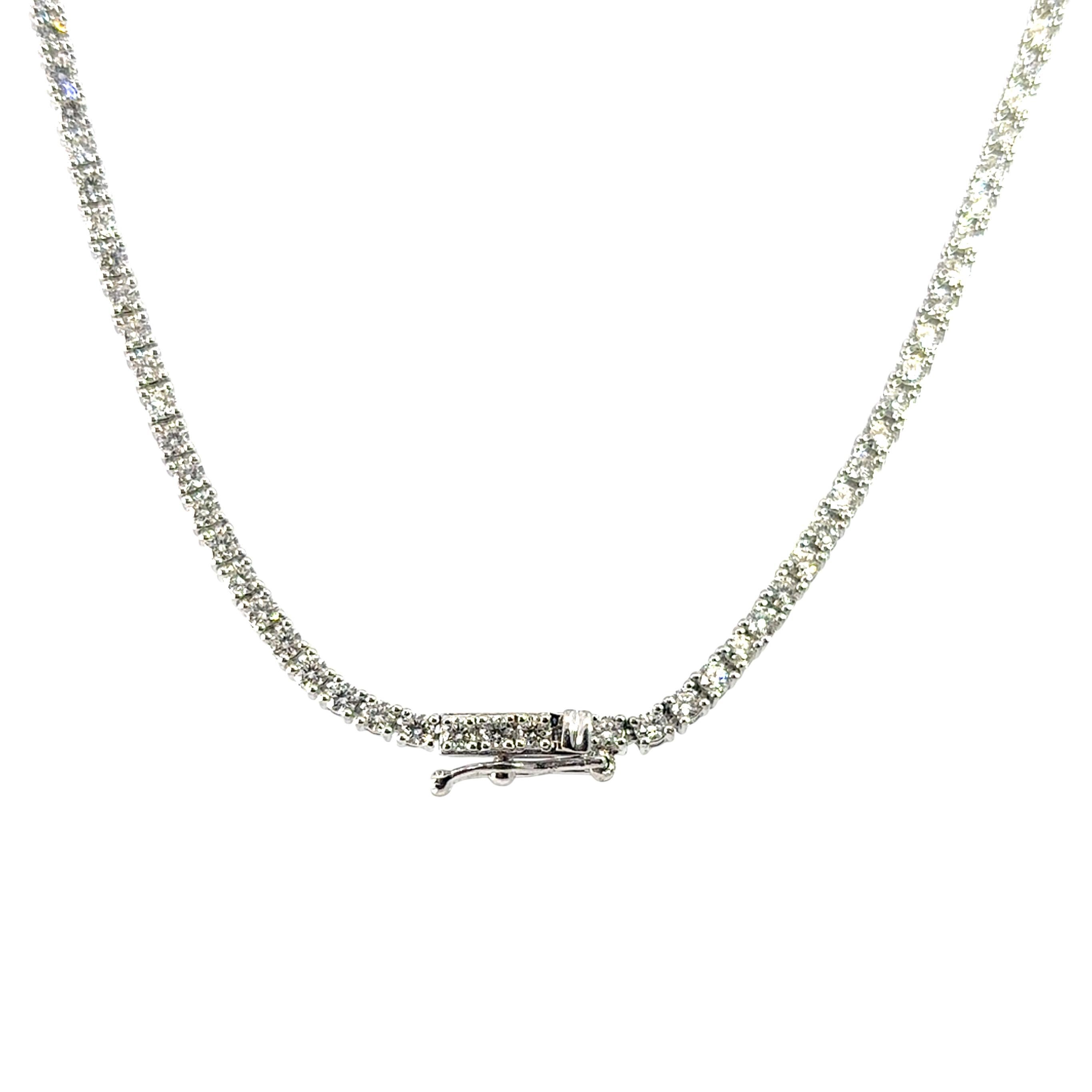 14k White Gold Flower Pendant on Natural Round Brilliant Diamond Tennis Necklace For Sale 1