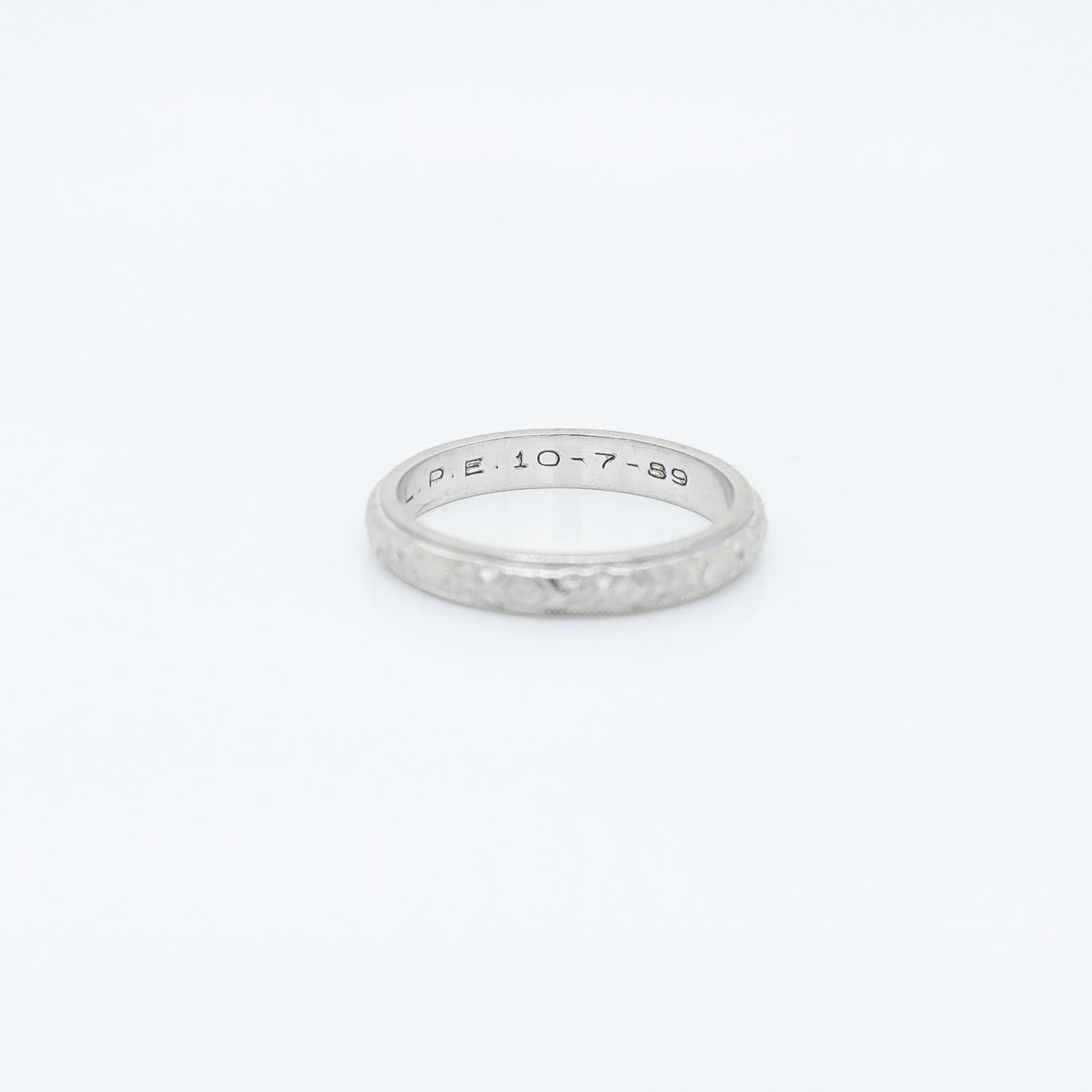 14K White Gold Forget-Me-Not Wedding Band Ring For Sale 6