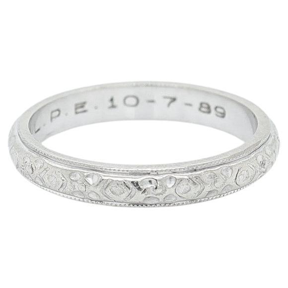 14K White Gold Forget-Me-Not Wedding Band Ring