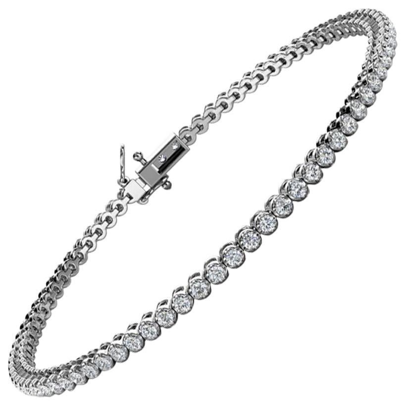 Bracelet tennis à quatre griffes en or blanc 14 carats avec diamants (1 ct. tw)