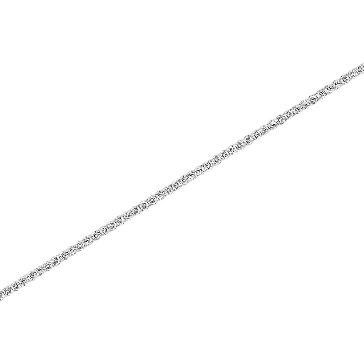 Round Cut 14k White Gold Four Prongs Diamond Tennis Bracelet '5 3/4 Ct .tw' For Sale