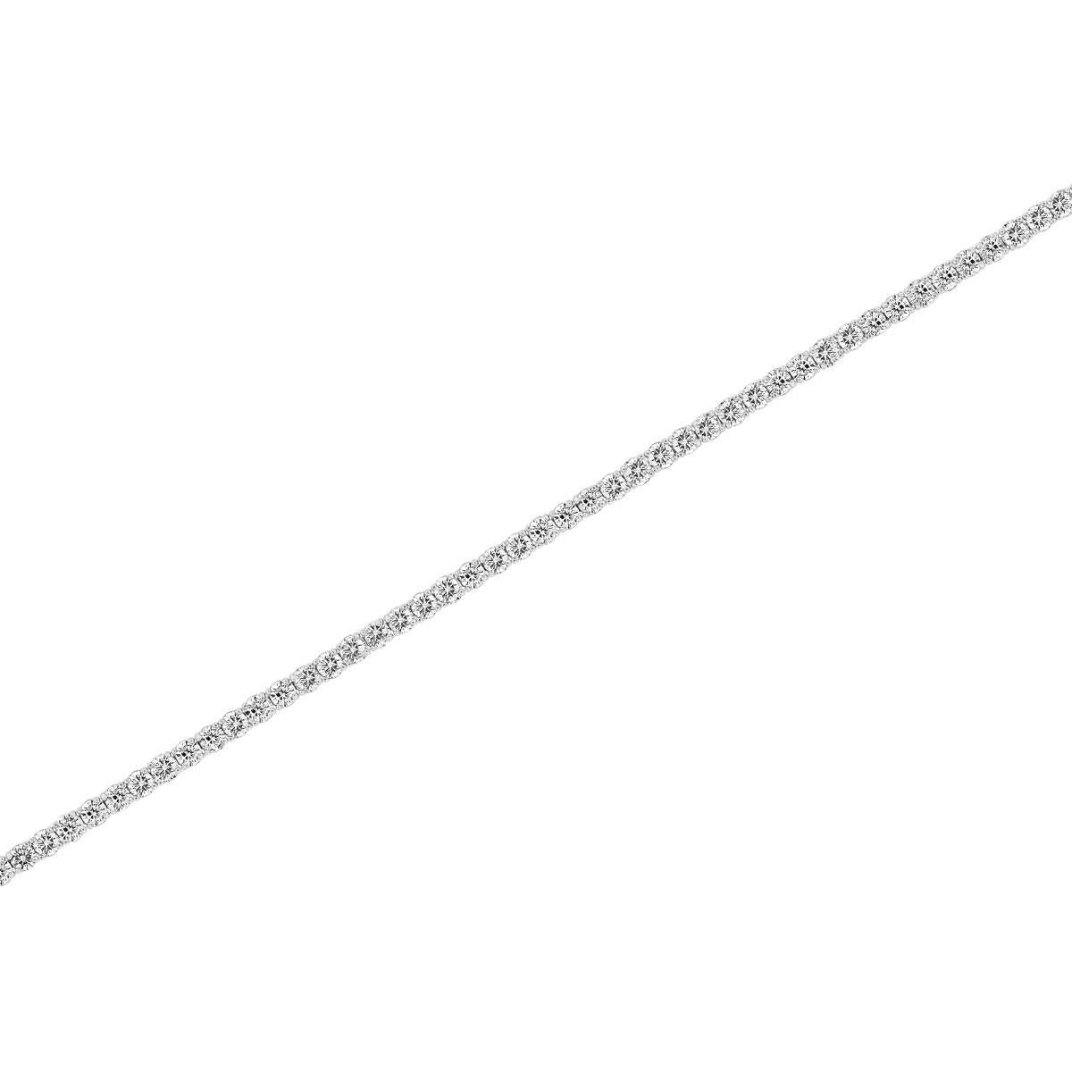 Round Cut 14k White Gold Four Prongs Diamond Tennis Bracelet '5 3/4 Ct .tw' For Sale