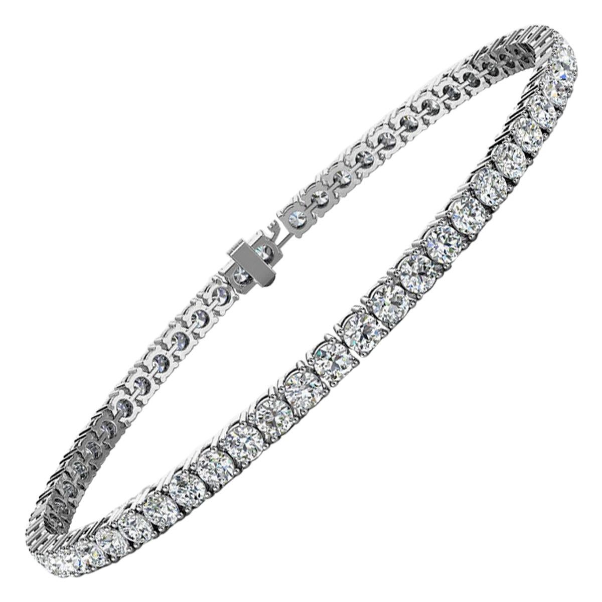 Platinum Four Prongs Diamond Tennis Bracelet '7 Ct. tw' For Sale at ...
